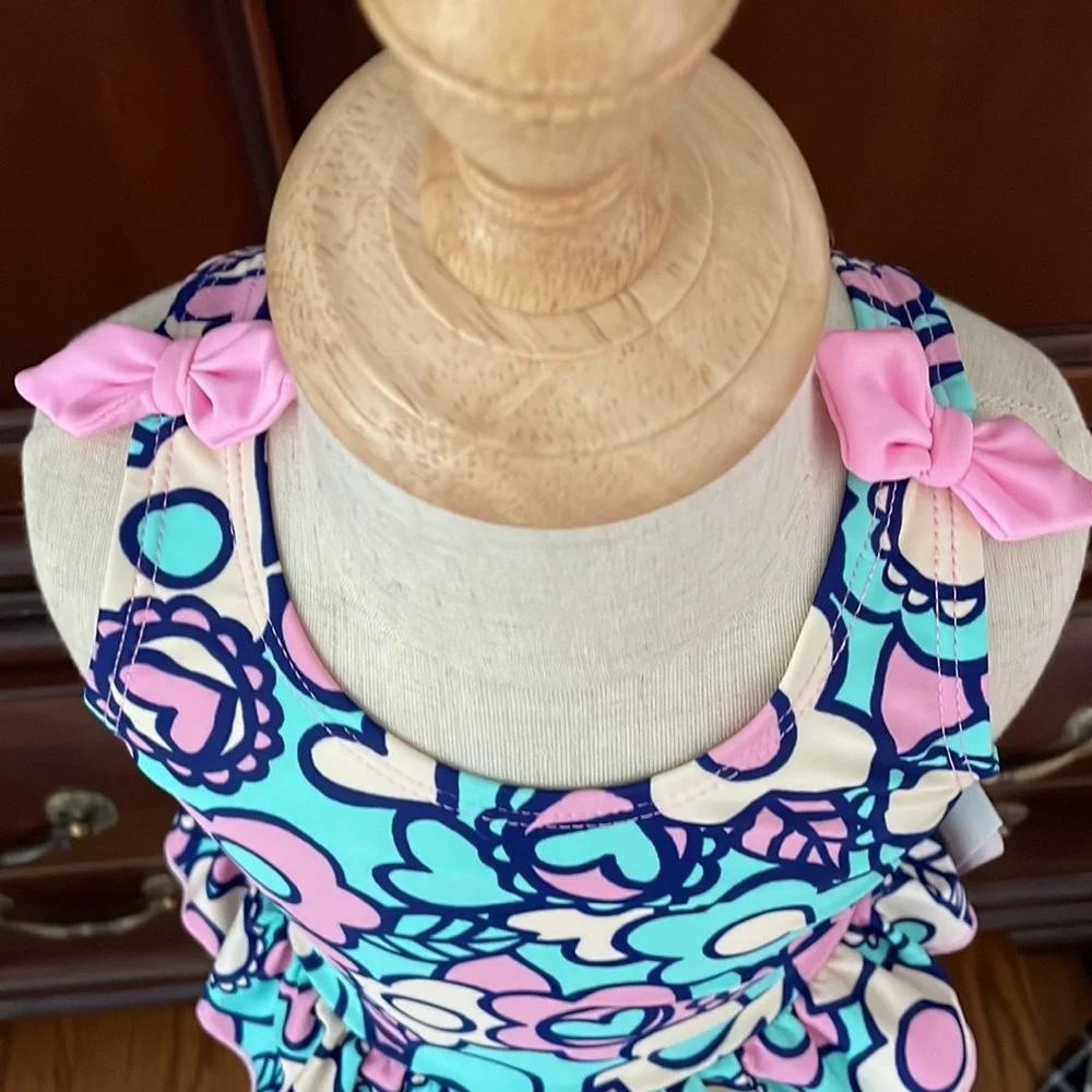 Floatimini Floral Swimsuit 2T NWT Pink Blue Ruffle Tankini UPF 50+